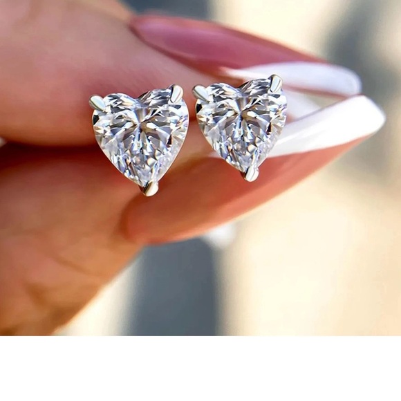 Certified 2Ct Diamond silver Earrings  - Brazil push back 925 - Picture 8 of 8